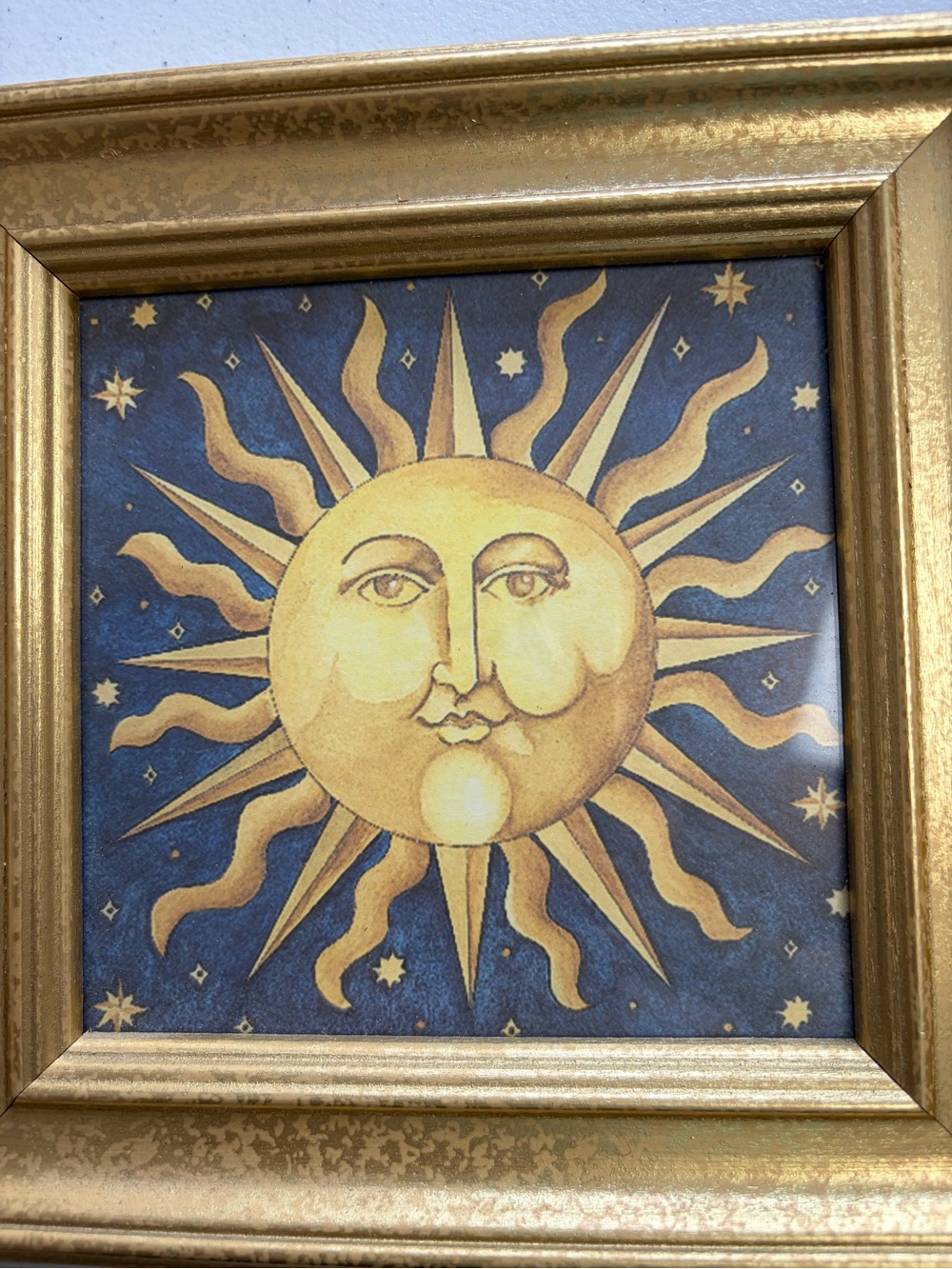 Vintage Celestial Sun Stars Wall Art Gold Frame Whimsigoth Boho Decor 1990s 90s - Picture 2 of 5